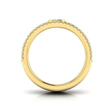 14 KT Yellow Gold Diamond Open Three Row and Oval Centerstone  Ring 