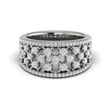 14 KT White Gold Diamond Open Weave Ring