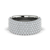 14 KT White Gold Diamond Multi-Row Statement Ring