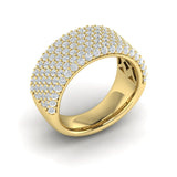 14 KT Yellow Gold Diamond Multi-Row Statement Ring
