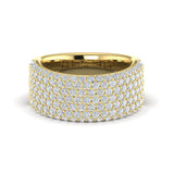 14 KT Yellow Gold Diamond Multi-Row Statement Ring