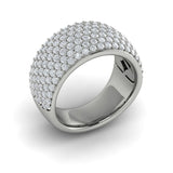 14 KT White Gold Diamond Multi-Row Statement Ring