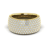 14 KT Yellow Gold Diamond Multi-Row Statement Ring