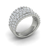 14 KT White Gold Diamond Multi-Row Statement Ring