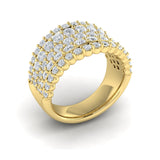14 KT Yellow Gold Diamond Multi-Row Statement Ring