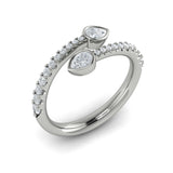 14 KT White Gold Diamond Double Wrap Ring