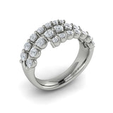 14 KT White Gold Diamond  Three Row Wrap Ring