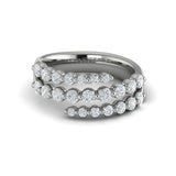 14 KT White Gold Diamond  Three Row Wrap Ring