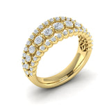 14 KT Yellow Gold Diamond Three Row Ring