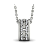 14 KT White Gold Reverse Channel Set Link with Diamonds Pendant Necklace