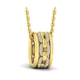 14 KT Yellow Gold Reverse Channel Set Link with Diamonds Pendant Necklace