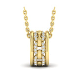 14 KT Yellow Gold Reverse Channel Set Link with Diamonds Pendant Necklace