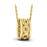 14 KT Yellow Gold Reverse Channel Set Link with Diamonds Pendant Necklace