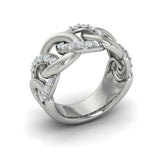 14 KT White Gold Diamond Interlacing Link Ring