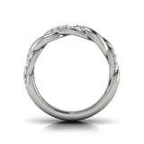 14 KT White Gold Diamond Interlacing Link Ring