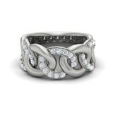 14 KT White Gold Diamond Interlacing Link Ring