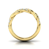 14 KT Yellow Gold Diamond Interlacing Link Ring