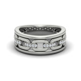 14 KT White Gold Channel Set Link with Diamonds Ring