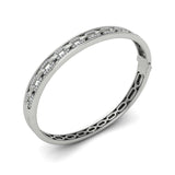 14 KT White Gold Reverse Channel Set Link with Diamonds Hinged Bangle