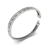 14 KT White Gold Reverse Channel Set Link with Diamonds Hinged Bangle