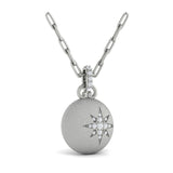 14 KT White Gold Diamond Star Pendant Link Necklace