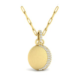 14 KT Yellow Gold Diamond Moon Pendant Link Necklace