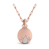 14 KT Rose Gold Diamond Lotus Flower Pendant Link Necklace