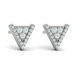 14 KT White Gold Diamond Trinity Stud Earrings