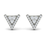 14 KT White Gold Diamond Trinity Stud Earrings