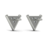 14 KT White Gold Diamond Trinity Stud Earrings