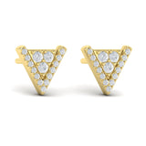 14 KT Yellow Gold Diamond Trinity Stud Earrings