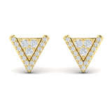 14 KT Yellow Gold Diamond Trinity Stud Earrings