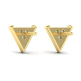 14 KT Yellow Gold Diamond Trinity Stud Earrings