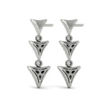 14 KT White Gold Diamond Trinity Drop Statement Earrings