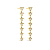14 KT Yellow Gold Diamond Trinity Drop Statement Earrings