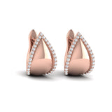 14 KT Rose Gold Diamond Trinity Huggie Earrings