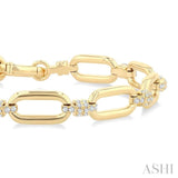 1 1/10 Ctw Round Cut Diamond Paperclip Link Aeris Gold Fashion Bracelet in 14K Yellow Gold