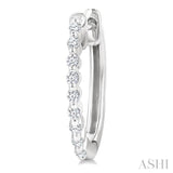 1/6 Ctw Petite Shared Prong Round Cut Diamond Hoop Earrings in Sterling Silver