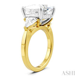 1 1/10 Ctw Princess Shape Trillion Cut & Round Cut Diamond Semi-Mount Engagement Ring in 14K Yellow and White Gold