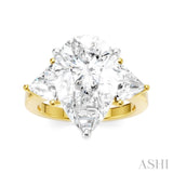 1 1/10 Ctw Pear Shape Trillion Cut & Round Cut Diamond Semi-Mount Engagement Ring in 14K Yellow and White Gold