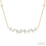 1 1/10 Ctw Mixed Diamond Cut Fashion Station Necklace in 14K Yellow Gold