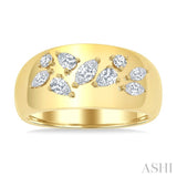1/2 Ctw Mixed Cut Diamond Mosaic Fashion Wide Band in 14K Yellow Gold