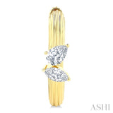 3/8 Ctw Marquise and Pear Cut Diamond  Ribbed Hoop Fashion Earrings in 14K Yellow Gold
