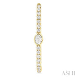 3/8 Ctw Oval and Round Cut Diamond Rectangular Fashion Hoop Earrings in 14K Yellow Gold