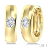1/3 Ctw Bezel Set Oval Cut Diamond Fashion Huggie Earrings in 14K Yellow Gold