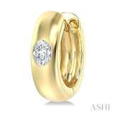 1/3 Ctw Bezel Set Oval Cut Diamond Fashion Huggie Earrings in 14K Yellow Gold