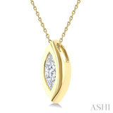 1/3 Ctw Bezel Set Marquise Cut Diamond Bubble Fashion Pendant With Chain in 14K Yellow Gold
