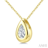 1/3 Ctw Bezel Set Pear Cut Diamond Bubble Fashion Pendant With Chain in 14K Yellow Gold