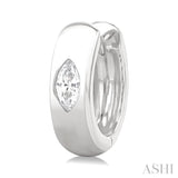 1/4 Ctw Bezel Set Marquise Cut Diamond Fashion Huggie Earrings in 14K White Gold