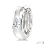 1/4 Ctw Bezel Set Pear Cut Diamond Fashion Huggie Earrings in 14K White Gold